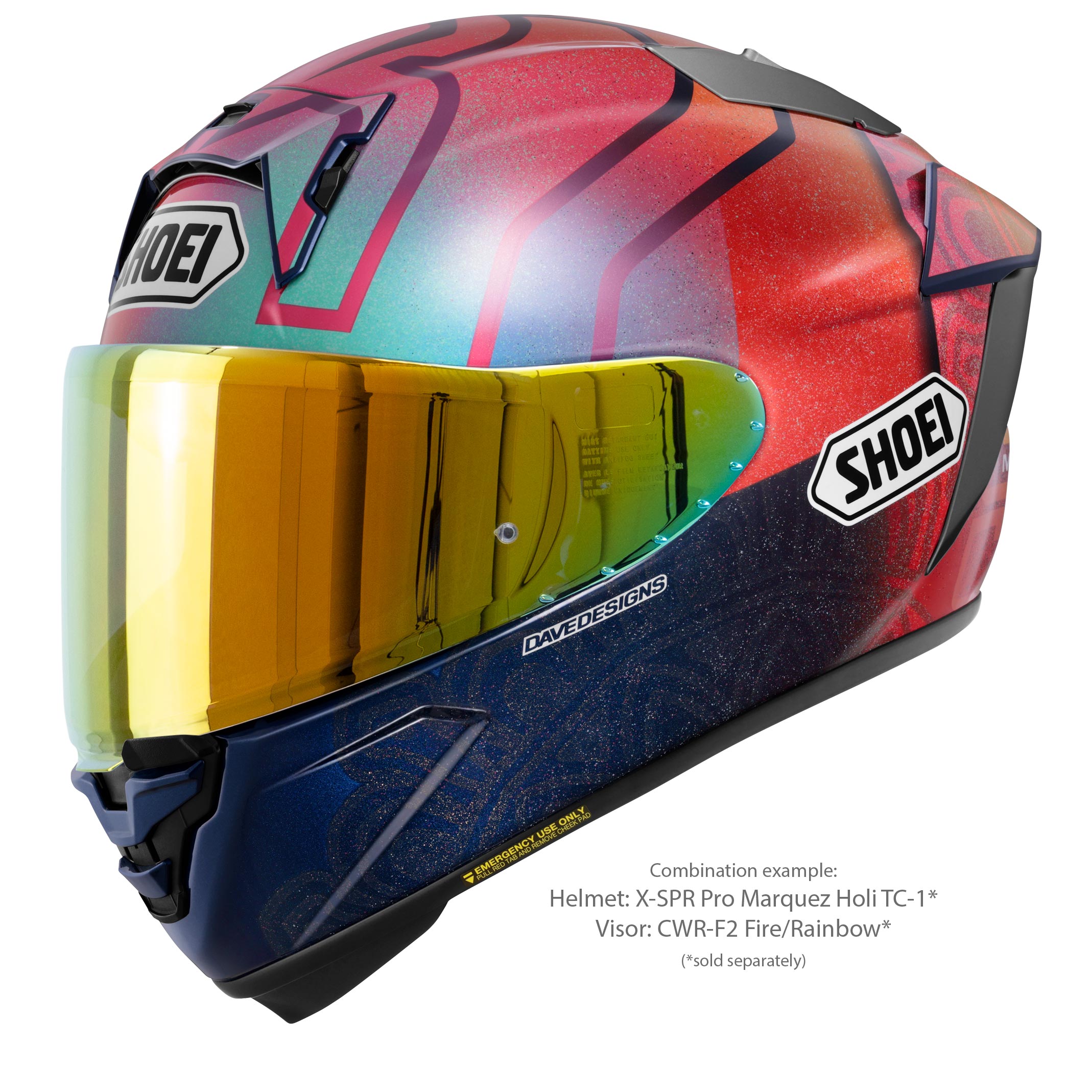 Shoei Visier X-Spr Pro (CWR-F2PN) Rainbow mirrored