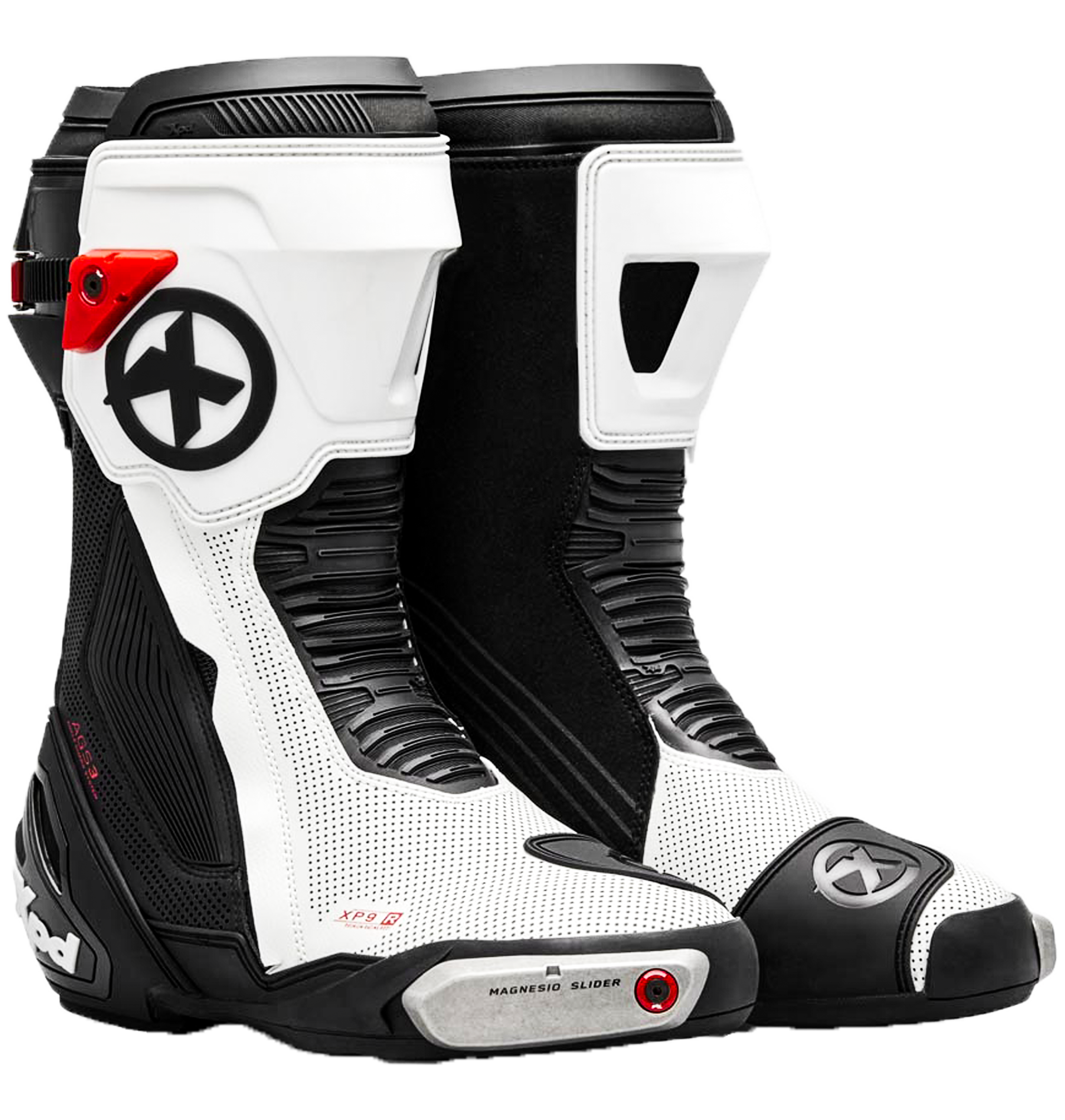 XPD XP9-R AIR bota de moto de carreras y calle perforada | Hombre | Blanco/Negro 