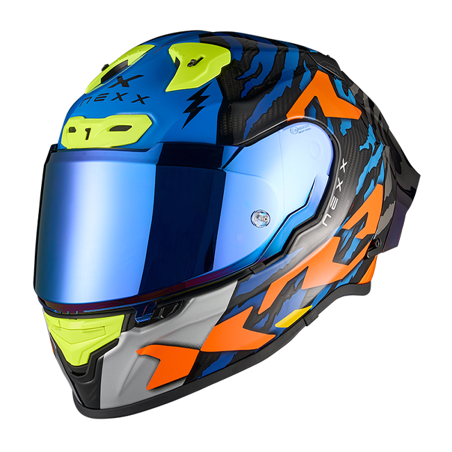 Nexx X.R3R Helmet Ziger Carbon Orange Blue 01XR323513169 