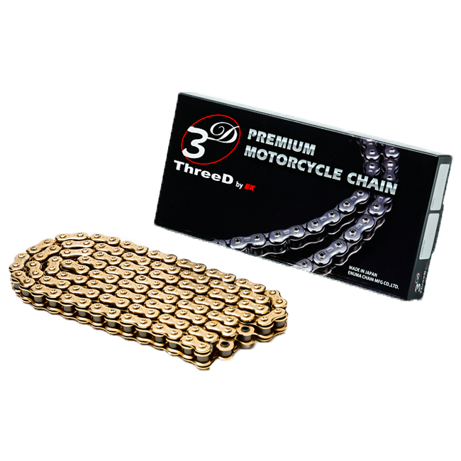 Cadena EK 520 Z/3D Oro/Oro QX2-Anillo abierto con eslabón de remache – 110 - 118 eslabones 