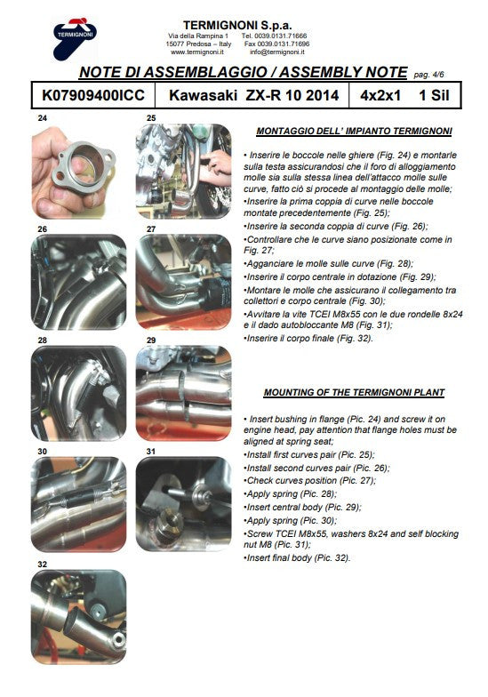 Termignoni complete system Stainless steel Kawasaki ZX-10 R/RR (16-20) K07909400ICC