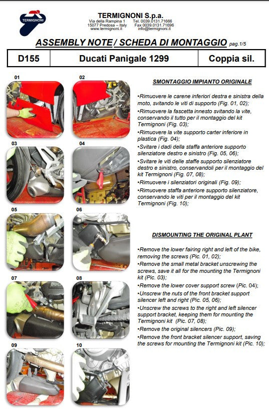 Termignoni Slip-on Kit Carbon Ducati Panigale 1299/S (15-18) D155102cpt+D155Y2