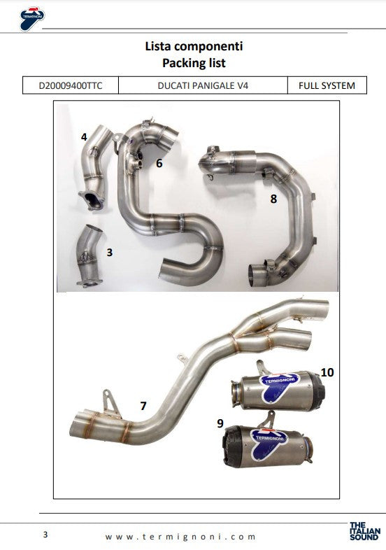 Termignoni complete system Titanium D200 Rht Ducati Panigale V4/S (18-24) D20009400TTC