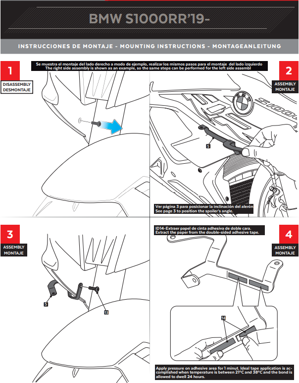 Puig Winglets Spoiler Downforce BMW S1000RR K67 (19-22) 3636 