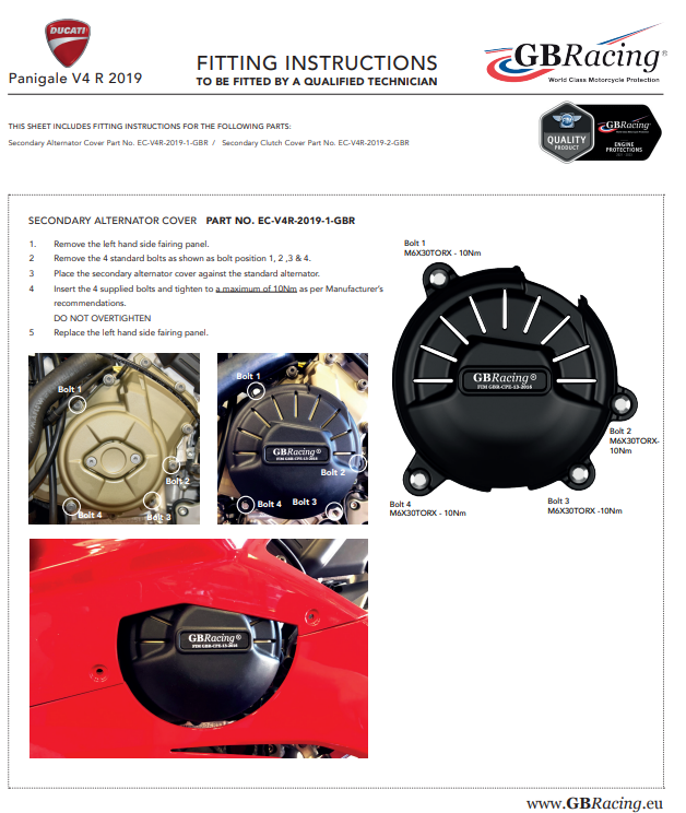 Motor lid protectors complete set Gbacing Ducati Panigale V4 R (19-21)