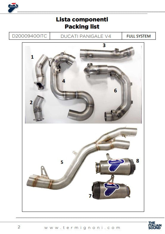 Termignoni complete system Stainless steel D200 Rht Ducati Panigale V4 R (19-24) D20009400ITC