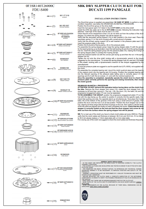 STM EVO SBK embrague seco Ducati Panigale 1199/1299 KTT-0400 