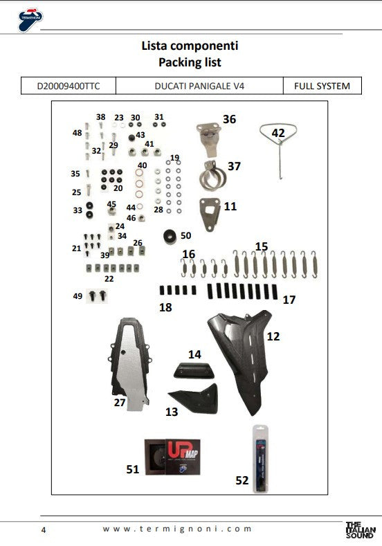 Termignoni complete system Titanium D200 Rht Ducati Panigale V4 R (19-24) D20009400TTC