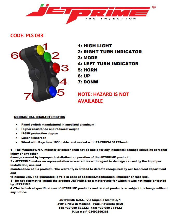 Street switch Street Jetprime Yamaha YZF-R1/M RN65 (20-25) JP PLS 033