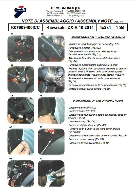 Termignoni complete system Stainless steel Kawasaki ZX-10 R/RR (16-20) K07909400ICC