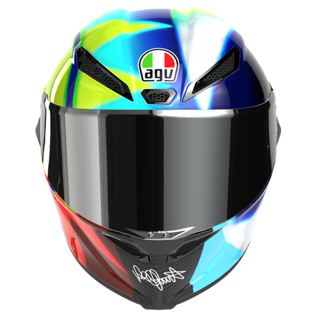 AGV Pista GP RR S Soleluna 2021 Valentino Rossi Replica Integral-Rennhelm, Frontansicht