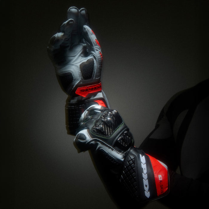 Spidi Carbo Kangaroo Racing Motorcycle Leather Gloves | Men | Black-Red | A216021 