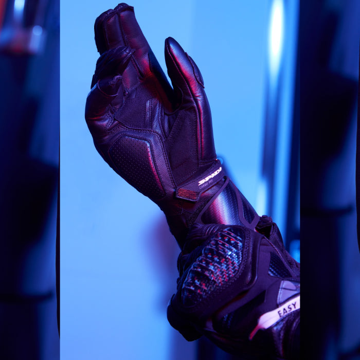 Spidi Carbo Fit Racing Motorcycle Leather Gloves | Men | Black/Fluorescent Yellow | A226394 