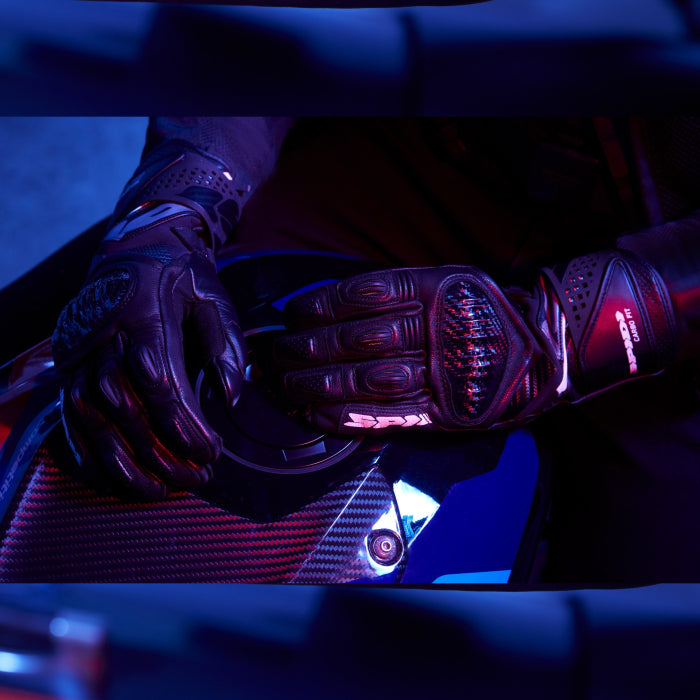 Spidi Carbo Fit Racing Motorcycle Leather Gloves | Men | Black/Fluorescent Yellow | A226394 