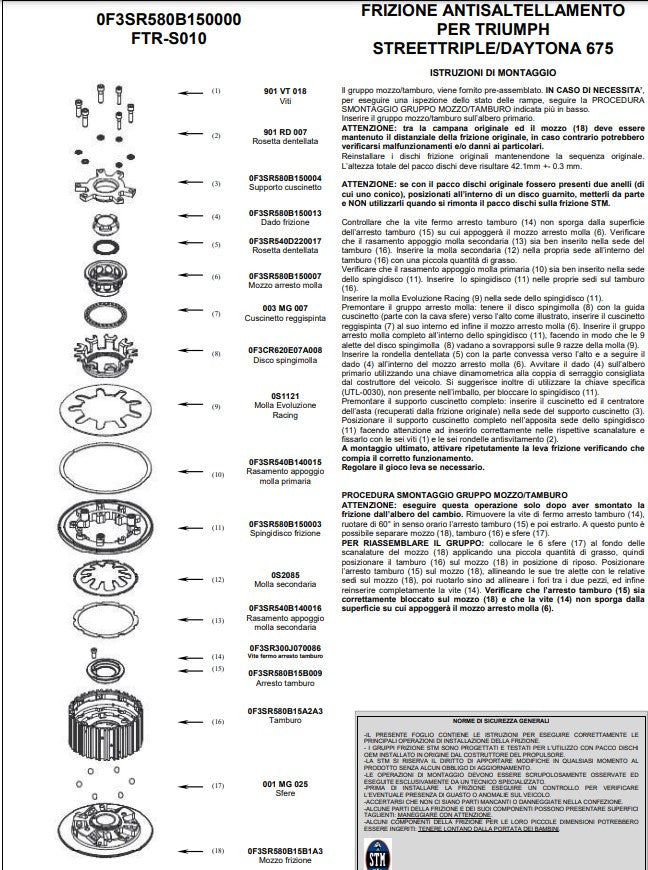 STM Anti-Hopping Clutch Triumph Daytona 675 (06-12) FTR-S010 