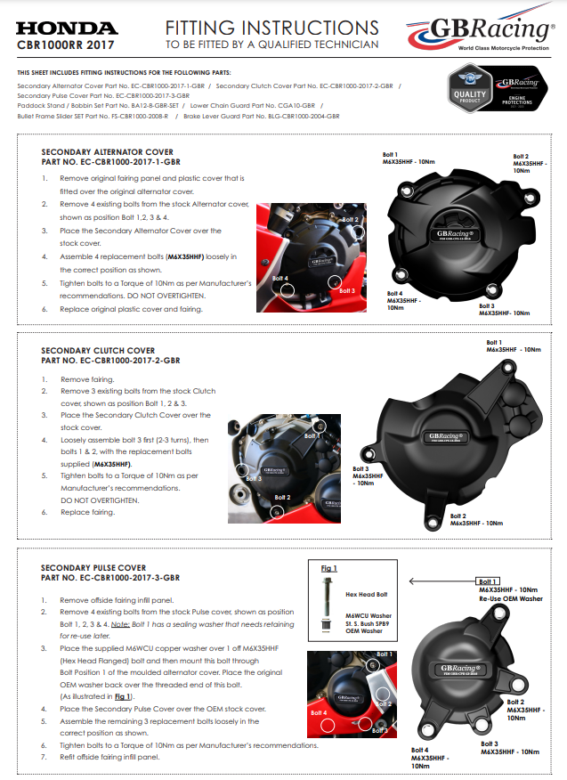 Ignition protector protective cover GbRacing Honda CBR 1000 RR SC77 (17-19)