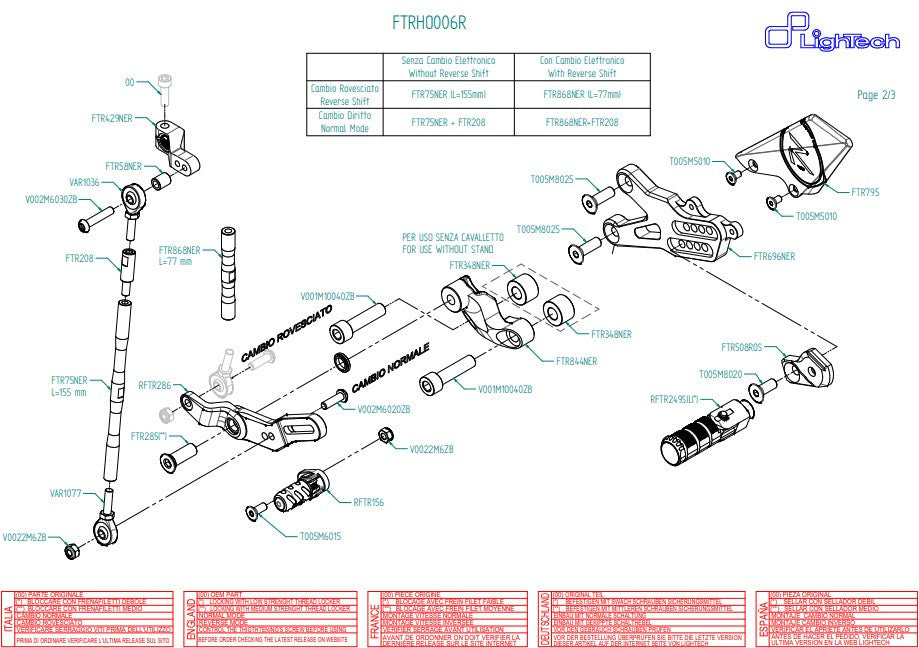 Rearset R LighTech Honda CBR 1000 RR (08-19) FTRHO006R 