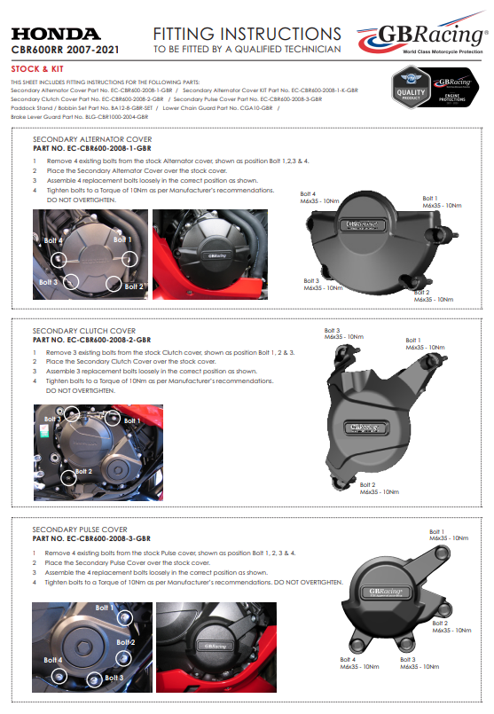 Coupling protector protective cover GbRacing Honda CBR 600 RR (07-21)