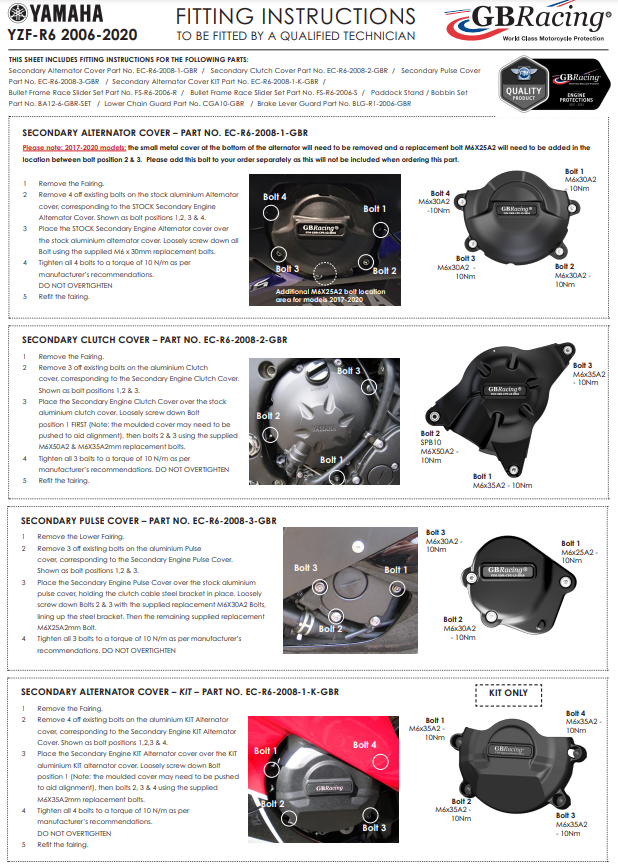 Protección de encendido cubierta de protección GBRacing Yamaha YZF-R6 (06-25) 