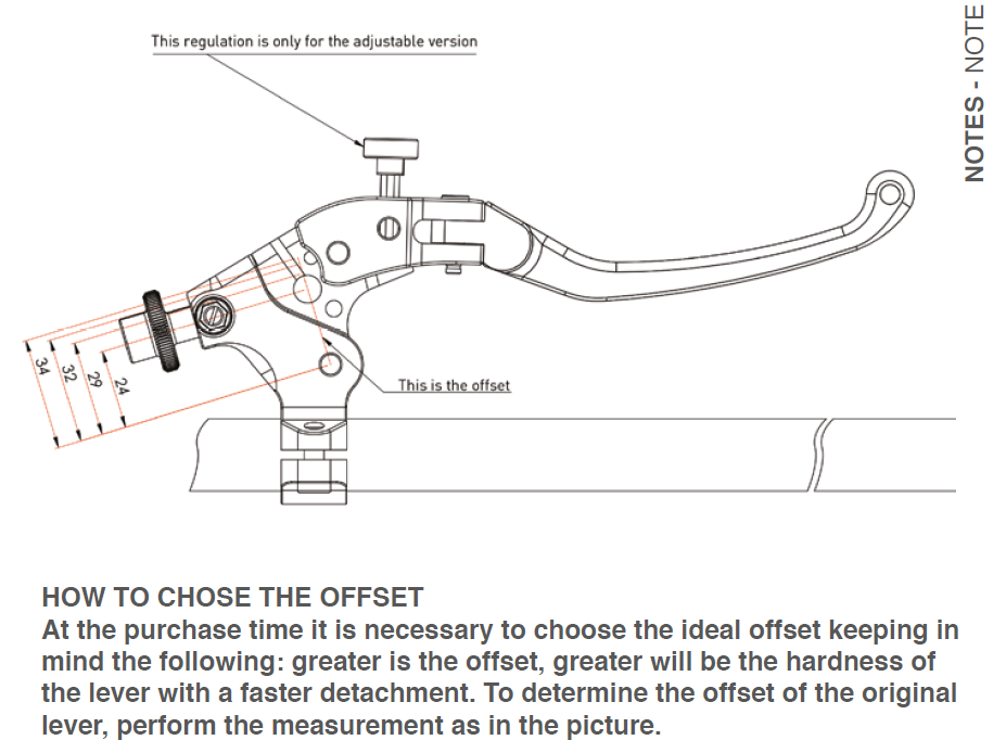 Cup lever with various offset bonamici Suzuki GSX-R 600/750 (06-16)