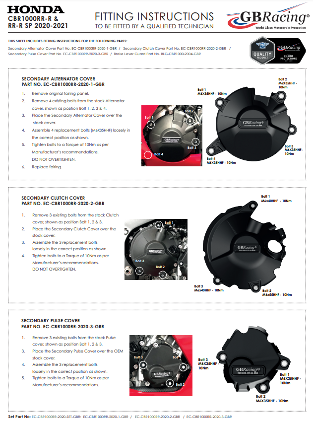 Cup protector protective cover GbRacing Honda CBR 1000 RR-R SC82 (20-25)