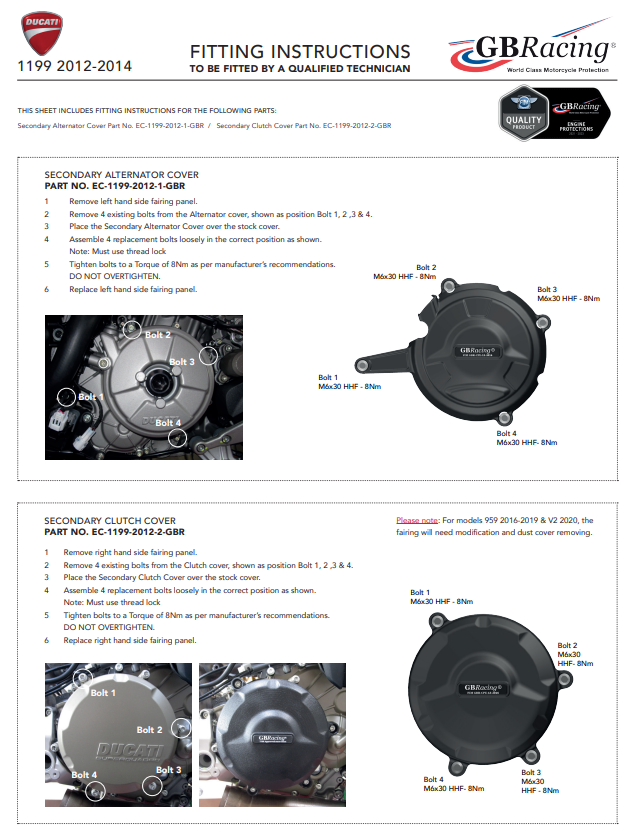 Coupling Protector Protection cover GbRacing Ducati Panigale 1199/R/S (12-17)
