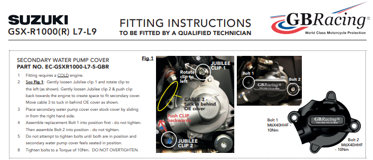 Water pump protector protective cover GbRacing Suzuki GSX-R 1000 (17-23)