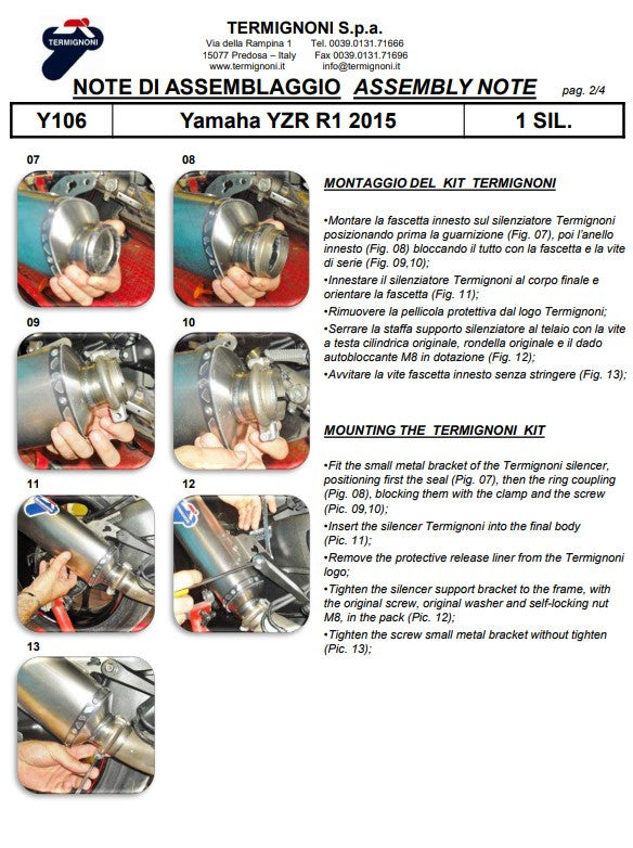 Termignoni Slip-on Carbon Yamaha YZF-R1/M (15-25) Y106080cft