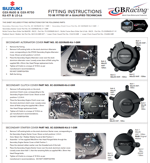 Protector de alternador cubierta de protección GBRacing Suzuki GSX-R 600/750 (06-16) 